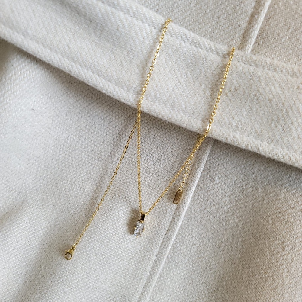 18k Gold Plated  Faux Topaz  Gold Necklace